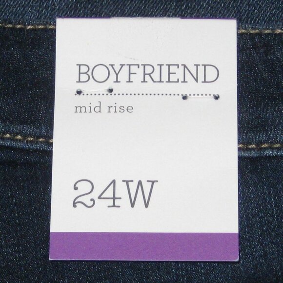 Style & Co Cuffed Ankle Mid Rise Boyfriend Jeans Dark Wash 24W NWT - Picture 8 of 8